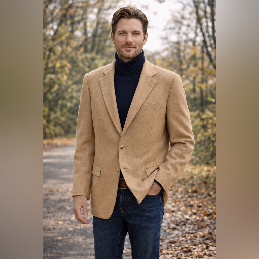 Tailors Row Luxe 100% Camel Hair Blazer | Tan Sport Coat | Mens 40R